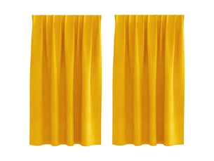 Lot de 2 rideaux, rideaux de fenêtre jaune moutarde 140 x 140 cm velours cf44075