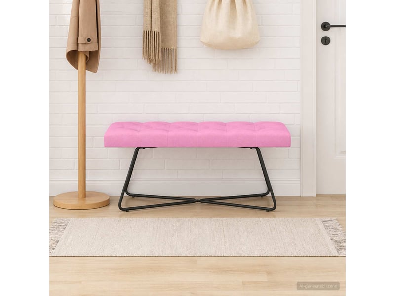  Banc chambre, banc de lit avec capitonnage bouton rose 110x40x46 cm tissu  - Conforama B