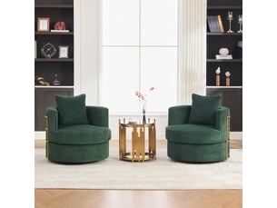 Fauteuil fixe pivotant <strong>HAVRYA</strong> <strong></strong> Velours côtelé vert vendu Par paire