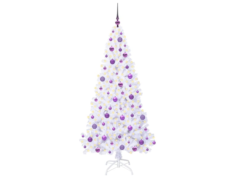 Sapin de noël artificiel, arbre de noël avec 300 led blanc 180 cm pvc et acier shl5632 - Conforama C