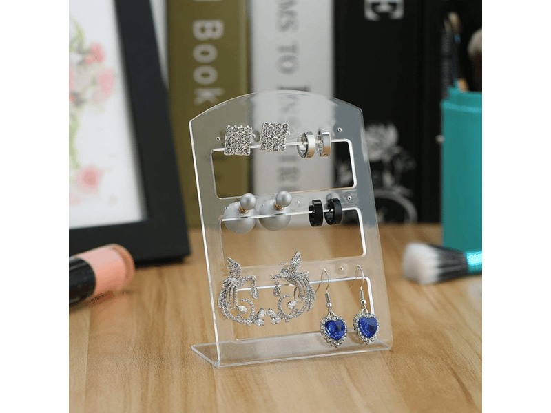  Présentoir en plastique transparent à 24 trous pour boucles d'oreilles, clous d'oreilles, m, plastique, autres pierres précieuses  - Conforama E