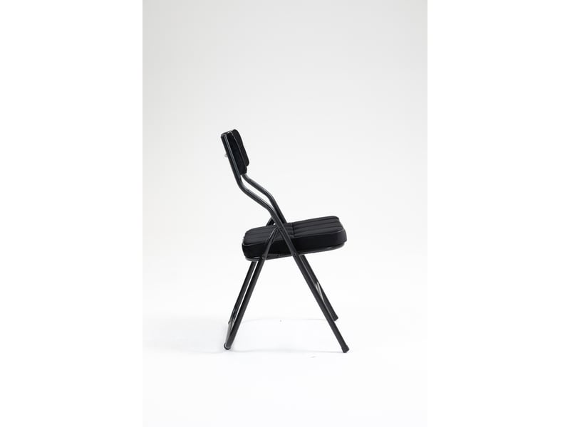  Lot de 2 chaises pliantes avec coussin noir, structure métal, pliables et légères, pour cuisine, bureau ou réception  - Conforama D