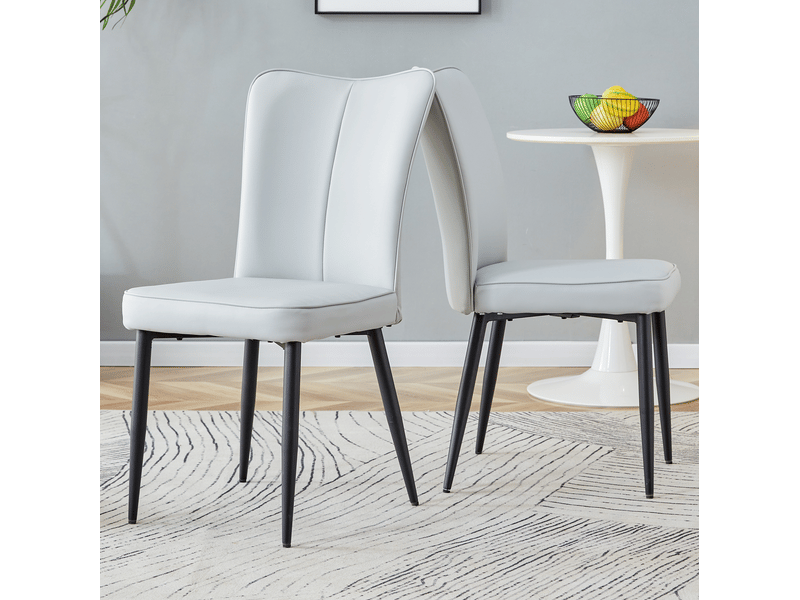  Lot de 2 chaises de salle à manger moderne 36x42,5x89 cm, assise rembourrée et dossier ergonomique, pu, gris clair+noir  - Conforama D