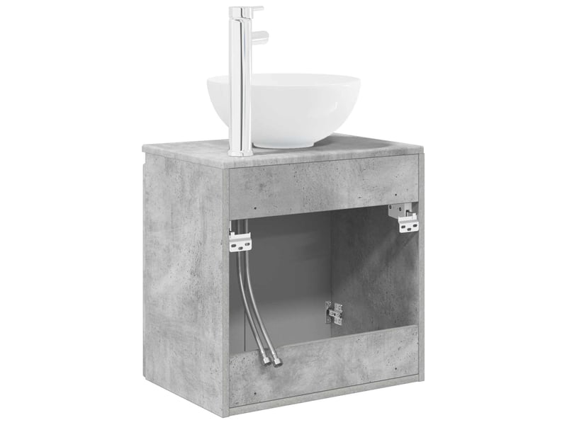 Vanité de lavabo mural, meuble de rangement gris béton 49.5x41x64.5 cm shl8682 - Conforama E