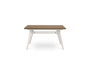 Table à manger extensible 140180cm pieds métal beige et plateau finition noyer meloe