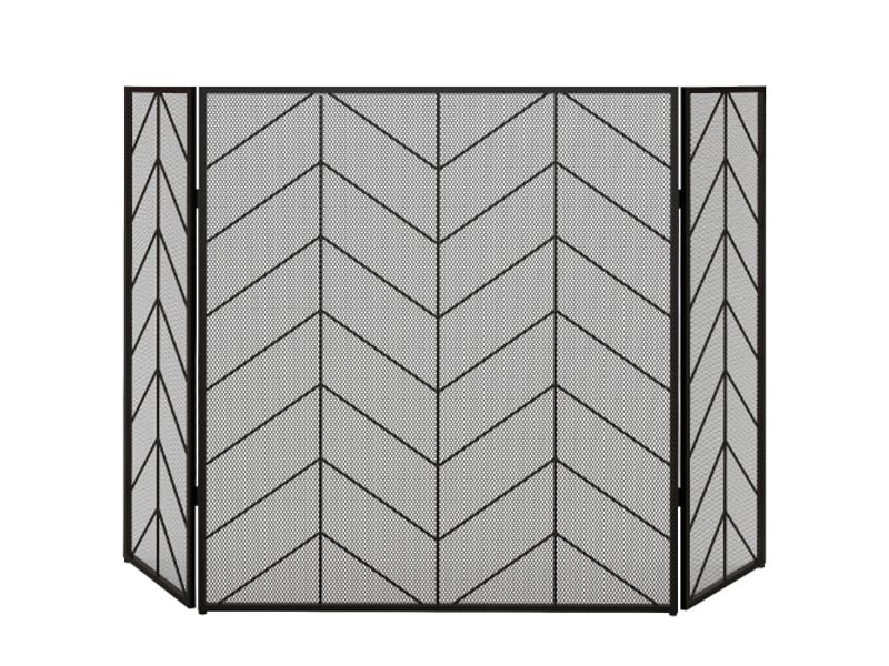  Pare-feu de cheminée noir en acier à 3 panneaux, pliable, 135x85 cm, protection du foyer  - Conforama A