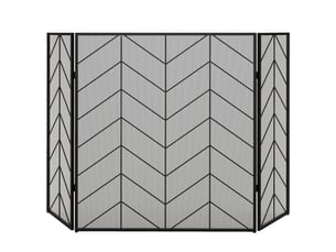 Pare-feu de cheminée noir en acier à 3 panneaux, pliable, 135x85 cm, protection du foyer