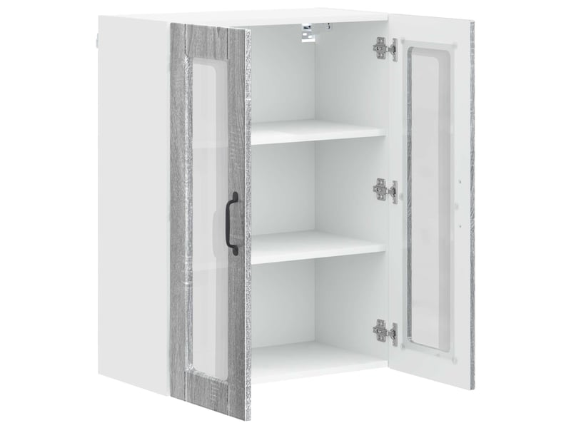 Meuble mural de cuisine, cabinet en verre mural gris sonoma 60x31x80cm  - Conforama E