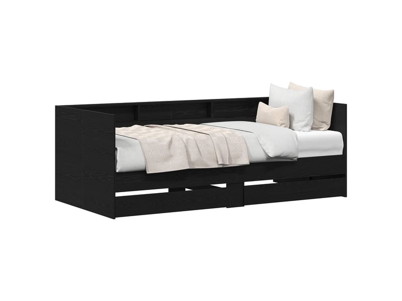  Lit simple- lit adulte -  lit d'appoint chêne noir 100 x 200 cm bois d'ingénierie  - Conforama A