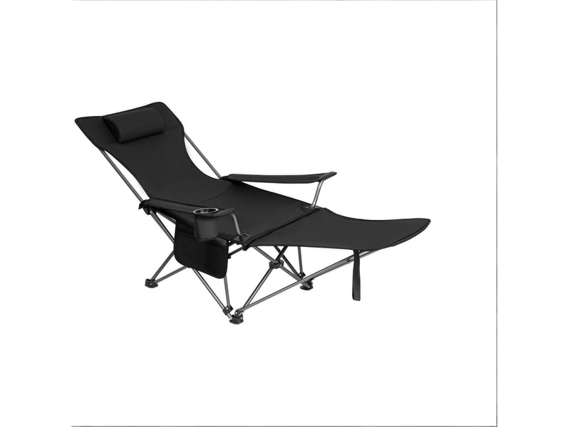 Fauteuil de camping pliant 115x84x88,5 cm – noir – dossier réglable, repose-pieds extensible et sac - Conforama D