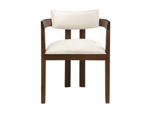 Lot de 2 chaises de salle à manger avec accoudoirs en bois et lin, coloris noyer