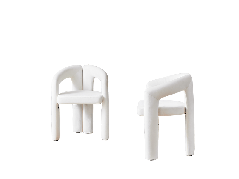  Lot de 4 chaises de salle à manger en velours beige avec accoudoirs, style design et confort durable  - Conforama A