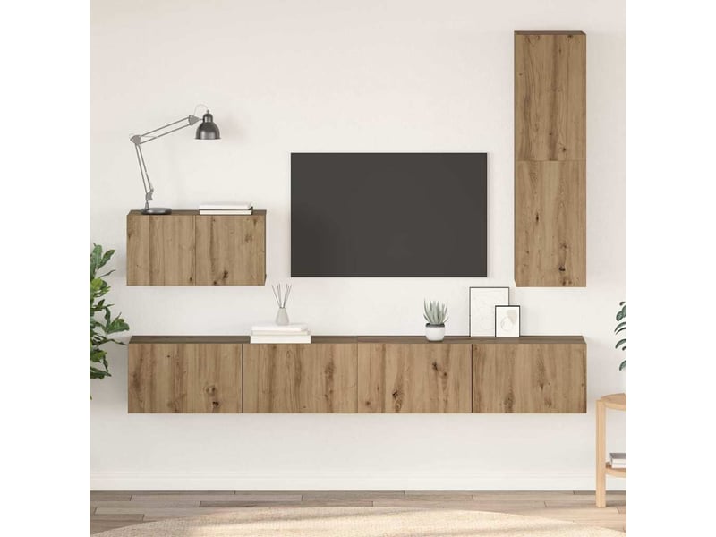  Meuble tv - banc tv - meuble de rangement mural 4 pcs chêne artisanal bois d'ingénierie  - Conforama B