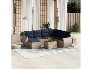 Vidaxl ensemble de canapé de jardin 8 pcs avec coussins gris résine tressée