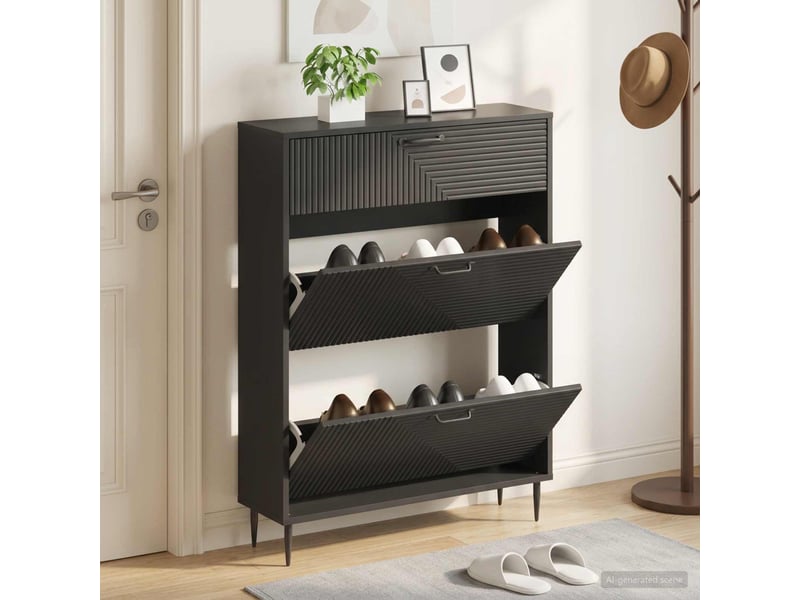  Meuble à chaussures, armoire à chaussures haarlem 78x24x103 cm bois d'ingénierie shl7983  - Conforama B
