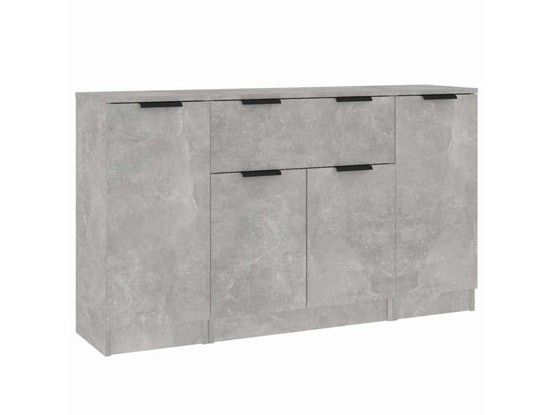  Buffets 3 pcs - bahut - meuble de rangement gris béton bois d'ingénierie  - Conforama A