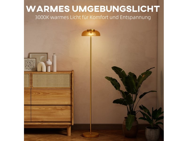  Lampadaire led 25x25x134 cm lumière chaude 3000 k interrupteur au pied métal laiton antique  - Conforama D