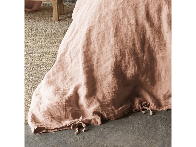  Housse de couette 140x200 cm lin rosalie vieux rose PD24935 - Conforama C