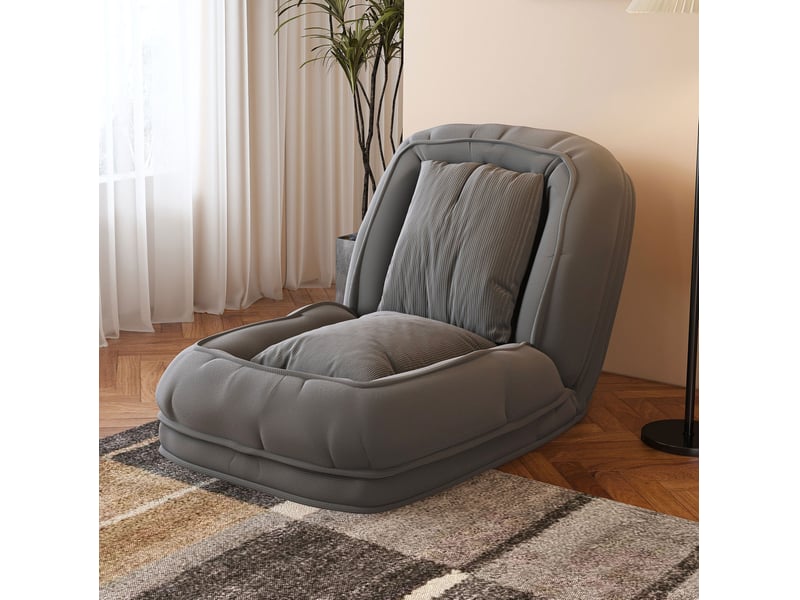  Canapé-lit pliable convertible 80x22x87 cm, avec 5 positions réglables, ergonomique, structure en métal, couleur gris  - Conforama B