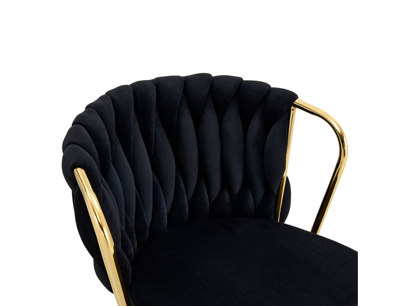 Chaise de salle à manger,43x58x76 cm,velours et métal doré,noir - Conforama E