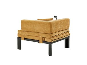 Fauteuil convertible, en velours, coloris jaune, l176 x p81 x h64 cm, structure robuste, assise confortable