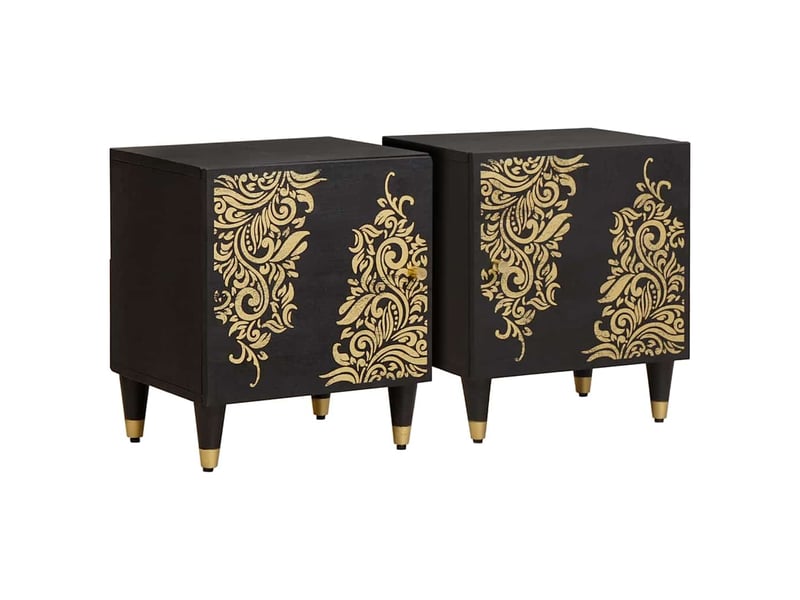  Table de chevet avec porte 2 pièces noir 40 x 33 x 46 cm  - Conforama B