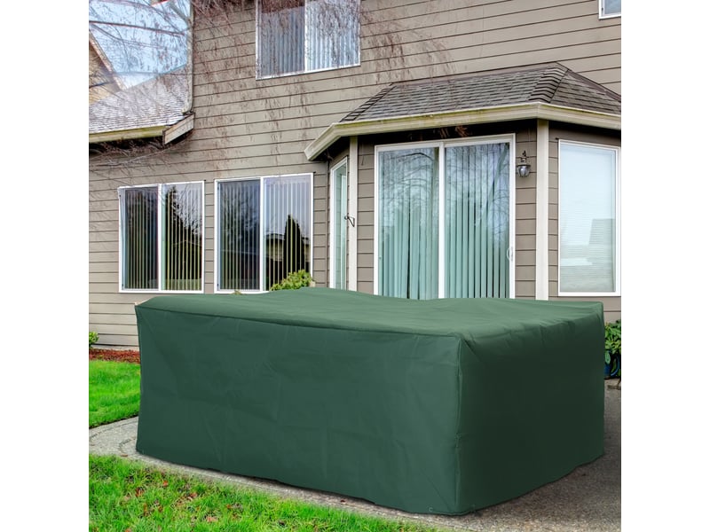  Housse protection salon jardin rectangulaire 210×140×80 cm, tissu oxford 600d étanche, verte  - Conforama C