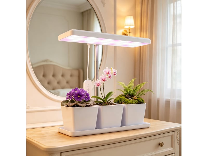  Lampe de croissance led 10 w 31,8 x 13,4 cm – blanche – 3 bacs, minuterie et intensité réglable  - Conforama B