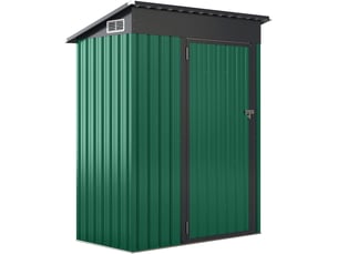 Abri de jardin en métal pour outils avec toit incliné, 150 x 88 x 185 cm, cabane de jardin exterieur avec évant d’aération,idéal pour pelouse (vert)