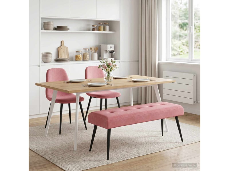  Banc chambre, banc de lit avec capitonnage bouton rose 110x40x46 cm velours shl34322  - Conforama B
