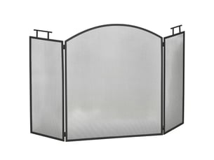 Pare-feu pour cheminée ou poêle – pare-feu pliable en 3 parties – dimensions : 110 cm (l) x 24 cm (p) x 76,5 cm (h) – acier noir