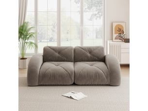 Canapé modulable, canapé 2 places – en chenille, base antidérapante, sans cadre, mousse haute densité, taupe, sans montage