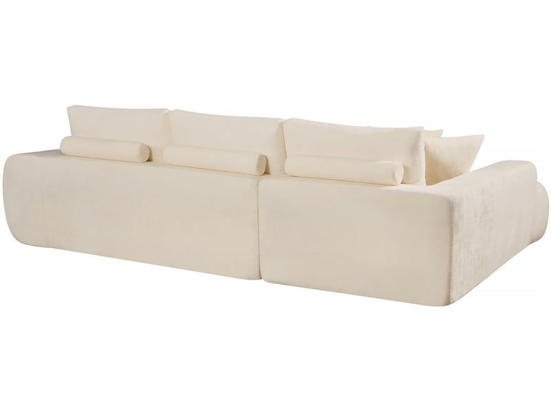 Canapé d'angle gauche en tissu style bubble sidonie - 4 places - beige - Conforama E