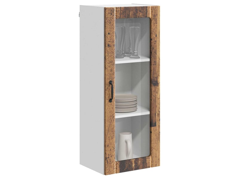 Meuble mural de cuisine, cabinet en verre mural bois ancien 40x31x100cm shl2298 - Conforama C
