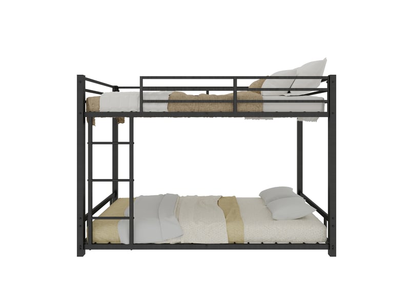  Lit superposé en métal 90×190 cm, 2 couchages simples, garde-corps, structure à lattes métalliques, à assembler  - Conforama A