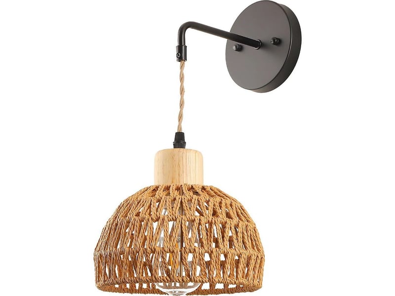 Applique murale en rotin – lampe murale moderne style bohème, éclairage intérieur pour chambre, salon, couloir, escalier - Conforama A