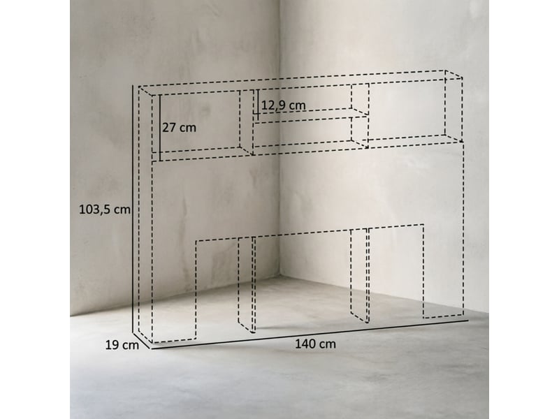  Tête de lit 140 cm avec rangement 4 compartiments ouverts bois naturel mdf  - Conforama C