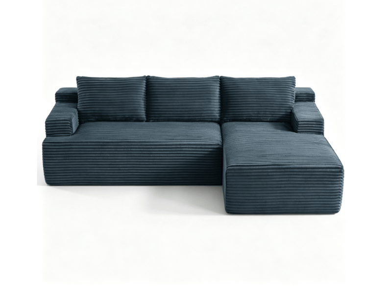  Canapé 4 places - 238x152x66cm - modulable sans montage avec méridienne droite et tissu velours côtelé - gris foncé  - Conforama A