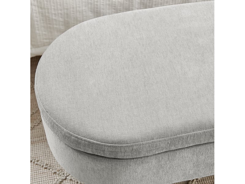  Banc de rangement 110x40x42 cm gris en chenille, coffre 20 l avec couvercle hydraulique pour entrée  - Conforama E