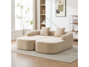Canapé modulable, canapé de salon, facile à déplacer, format compressé, en tissu chenille, kaki, mousse haute résilience 30d