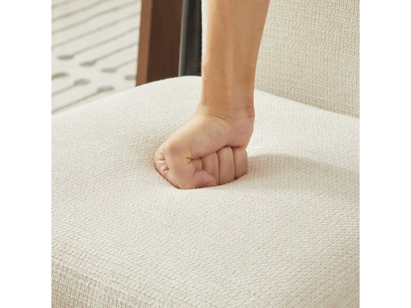  Lot de 2 chaises de salle à manger modernes style scandinave, pieds noirs et dorés, coussin en tissu crème  - Conforama E