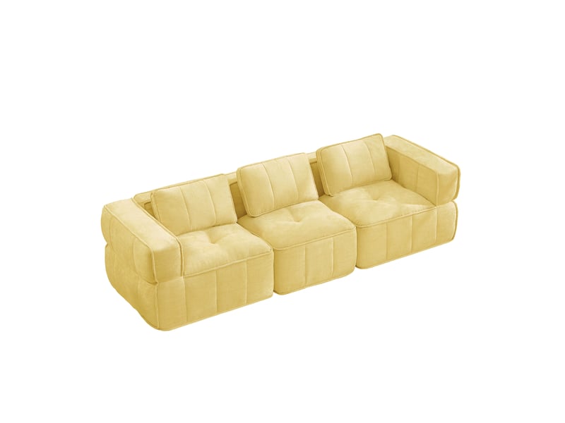 Canapé modulable 3 places271x93x67cm, sans cadre, sans montage, utilisation, assise profonde, design, polyester, jaune - Conforama A