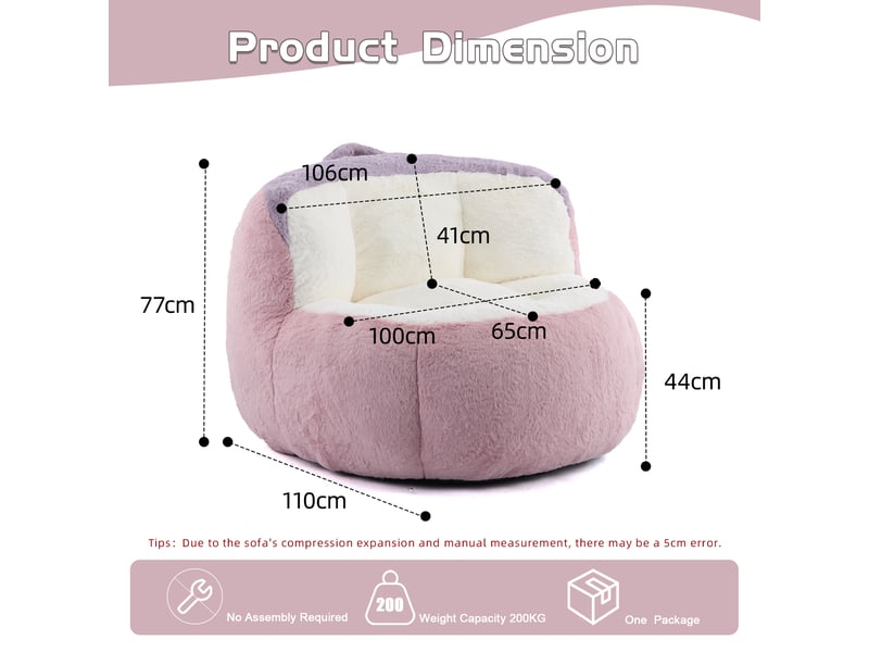  Pouf géant en fausse fourrure multicolore rose, blanc et violet T6011P533525 - Conforama C