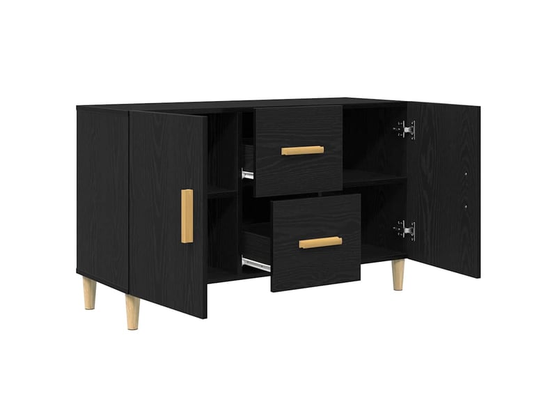 Buffet - bahut - meuble de rangement chêne noir 100x36x60 cm bois d'ingénierie  - Conforama E