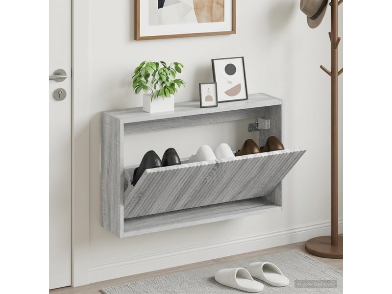  Meuble à chaussures mural, armoire à chaussures arnhem 71x17x43 cm sonoma gris  - Conforama B