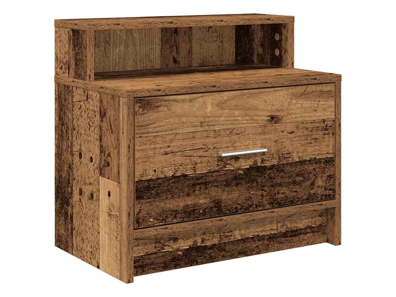  Lot de 2 tables de chevet - cabinet de chevet - table de nuit avec tiroir vieux bois 51x31x47 cm  - Conforama E