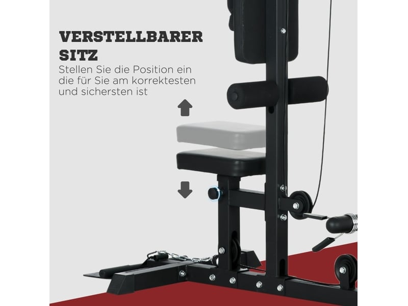  Station de musculation à poulie 140x108x197 cm résistance réglable métal noir  - Conforama D