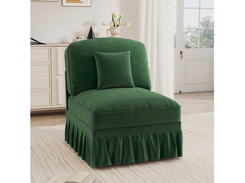 Canapé windsor sans accoudoirs en chenille avec 1 coussin - vert - Conforama D