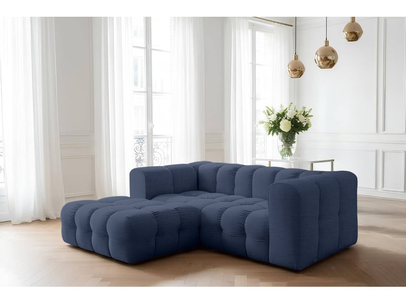  Canapé d'angle gauche miloe mini 3 places en tissu - bleu foncé MILOE - Conforama B