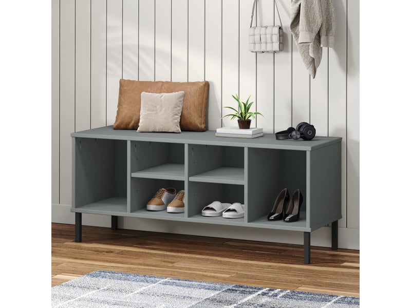  Meuble à chaussures, étagère à chaussures pieds en métal gris 106x35x45 cm bois oslo  - Conforama B